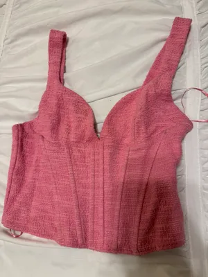 Zara Pink Tweed Corset Top thumbnail 2