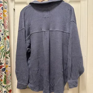 Aerie LumberJane Waffle Shirt Fresh Bright Blue Size Small thumbnail 7