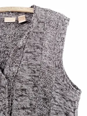 Vintage North Crest Sweater Vest Large Gray Marled Ramie Cotton Grandpa Preppy thumbnail 4