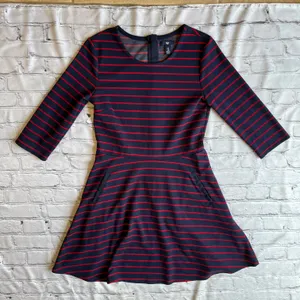 Gap Nautical Striped Preppy Fit & Flare Dress Medium thumbnail 1