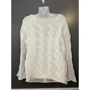 Zara Sweater Womens Small White Cable Knit V Neck Oversized Chunky Pullover thumbnail 6