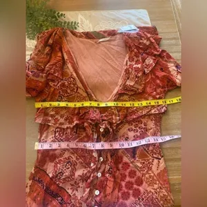 Free People Lennon Dress in Red Size Small NWT $168 thumbnail 8