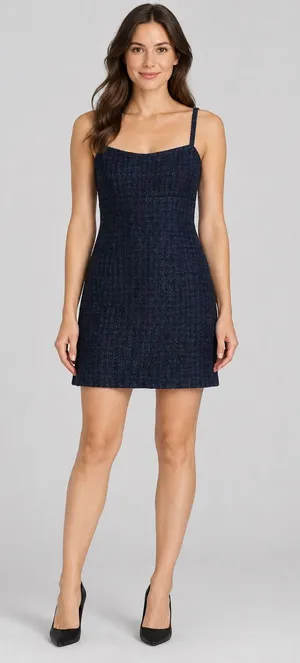 Abercrombie & Fitch Navy Tweed Mini Dress XS Tall Adjustable Straps thumbnail 1