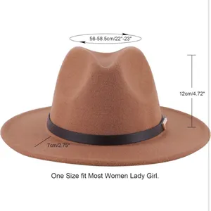 NWT Lanzom Retro Wide Brim Floppy Panama Hat‎ Belt Buckle Wool Fedora Hat thumbnail 3