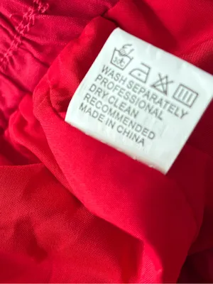 Tiered Pockets Solid Red Color High Waist Flowy Boho Mid Skirt M thumbnail 13