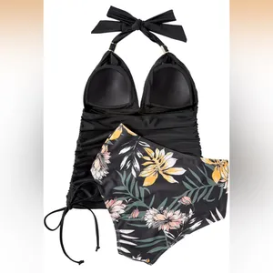 Suuksess Tummy control push up halter tankini top swimsuit high waisted bottoms thumbnail 5