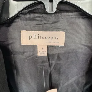 Philosophy Republic Clothing Open Blazer Jacket Size 6 Black Ruched 3/4 Sleeve thumbnail 6