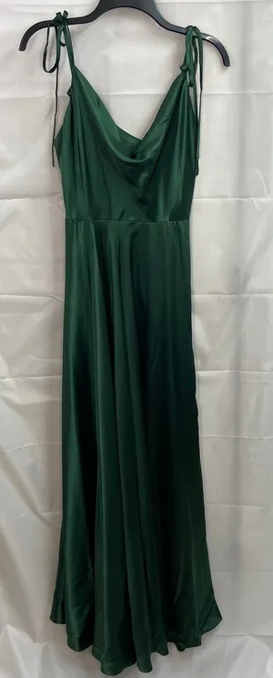 Ladivine by Cinderella Divine women's‎ emerald satin cowl maxi formal gown dress thumbnail 1
