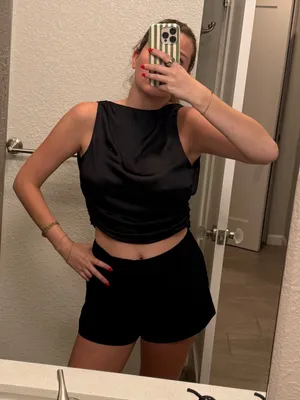 Zara Black Satin Crop Top thumbnail 1