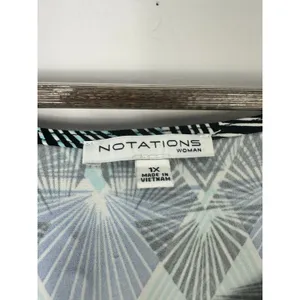 Notations Sleeveless Maxi Dress Womens Plus 1X Blue Geometric Hi Low Boho Resort thumbnail 2