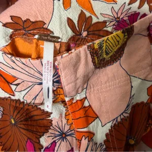 Free People Tessa Tapered Trousers Orange Floral Womens Pants Size 0‎ thumbnail 5