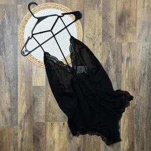 ZARA Black Open Back Semi-Sheer Bodysuit Lingerie Size Medium NEW w TAGS thumbnail 3
