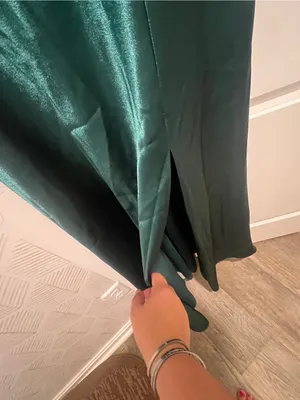 Birdy grey Satin Emerald Green Cowl Neck Evening Dress thumbnail 8