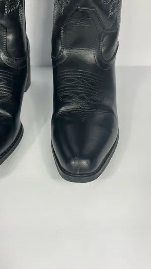 Faux Leather Cowboy Boots Embroidery Detail Women’s Size 7.5 thumbnail 3