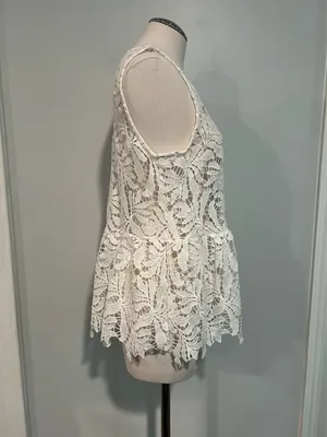 Lace peplum blouse White Size L thumbnail 2