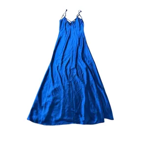 Delfi Collective Alexis Dress Size Small‎ Blue Satin Black Lace Panels Slip Maxi thumbnail 5