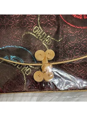 Japanese Brocade Silk Pouches Brown With Gold Accents Set of 3 New thumbnail 2