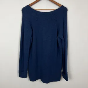 J. Crew V-Neck Sweater In‎ Yarn Womens Medium Navy Blue Merino Wool Alpaca Knit thumbnail 9