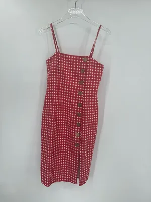 Hutch Anthropologie red and white gingham dress with front slit size‎ 0 thumbnail 2