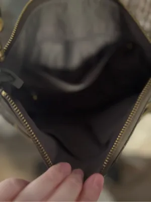 Fossil Gray Leather Crossbody with Gold Hardware thumbnail 4