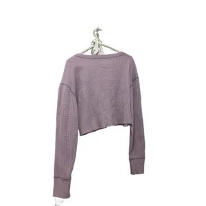BDG Urban outfitters size medium purple waffle knit long sleeve crop top v-neck thumbnail 8