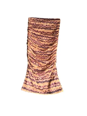 Zara Yellow and Brown Patterned Midi Skirt thumbnail 2