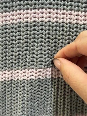 Cozy Striped knit sweater Caslon pink grey large cotton blend soft girl FLAWS thumbnail 3