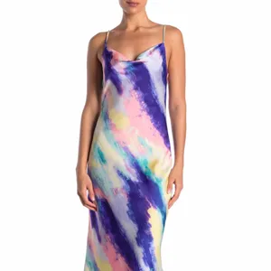 NWOT KENEDIK X Nordstrom Cowl Neck Tie Dye Midi Slip Dress thumbnail 3