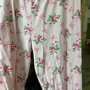 Classic Whimsy Pajamas Set Bows Coquette floral roses long sleeve pants henley thumbnail 3