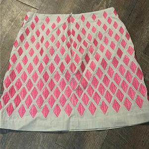Boden Pink Embroidered Diamond Mini Skirt Stone Geometric US 6P Petite‎ thumbnail 3