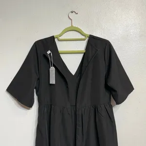 Made With Love Black Short Sleeve Faux Wrap Jumpsuit Sz M NWT thumbnail 8