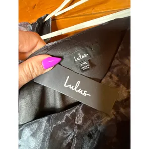 NWT Lulus Mesmerizing Mood Black Floral Organza Ruffled A-Line Midi Dress Sz XXL thumbnail 7