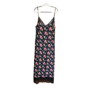 Womens Zara Trafaulo Floral Print Lace Detail Sleeveless Midi Slip Dress - Sz S thumbnail 2