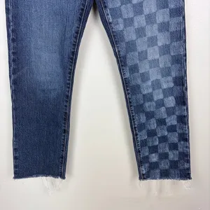 Levi's Wedgie Straight Jeans Checkerboard Blue Retro Indie Grunge Size 27‎ thumbnail 4