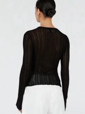 Dissh XXL Estella Long Sleeve Top Black Open Knit Gothic Whimsicgoth Emo Crew thumbnail 7