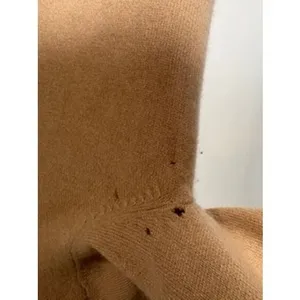 TORY BURCH Cashmere Quarter Zip Sweater S Tan‎ Gold Logo Pull Luxury Knit thumbnail 3