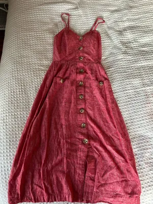Boutique Red Button Down Red Dress Size XS thumbnail 1