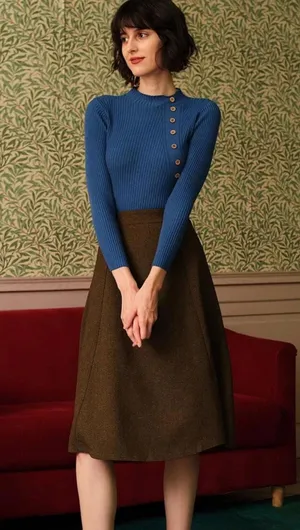RIHOAS The Solid High Waisted Tweed Skirt ONLY S 13 thumbnail 1