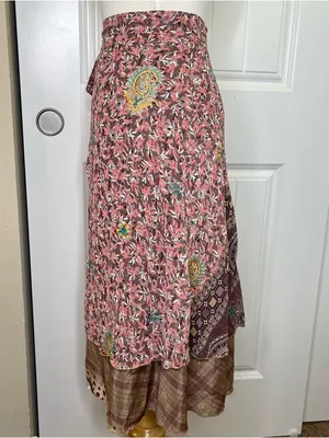 Bohemian Silk Wrap Skirt One Size Womens Floral Paisley Festival Summer Boho thumbnail 3