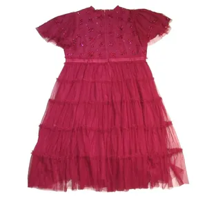 NWT Ivy City Co. Anastasia in Dark Red Embellished Tulle Ruffled Dress 3X thumbnail 9