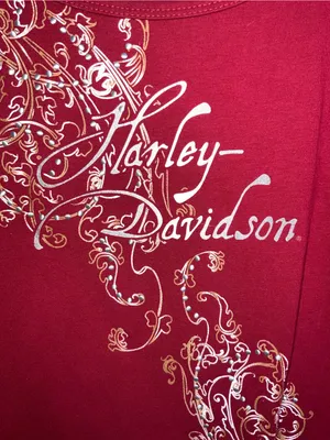 Harley-Davidson Women's Vintage Red Long-Sleeve Scoop Neck Top Size Small thumbnail 3