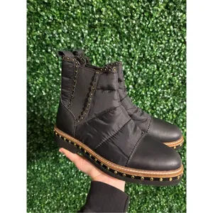 NWOT Free People Atlas Puffer Rivet Chelsea Boots in Black & Gold Sz. US 8 thumbnail 4