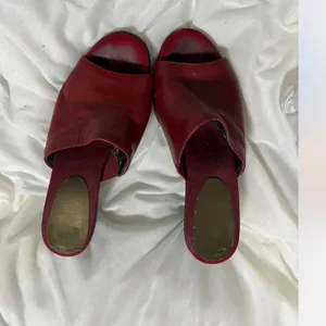 Aerosoles Red leather chunky heel mules thumbnail 2