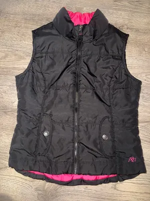 Aeropostale Hot Pink / Black Light Weight puffer vest S/P thumbnail 1