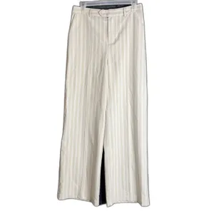New 7 For All Mankind Womens Size 6 Beige Striped Wide Leg Trouser Pants Work thumbnail 2