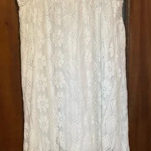 Cupshe White Lined Boho Hippie Bridal Beach Hi Low Spaghetti Strap Dress NWT XL thumbnail 5