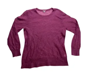 J. Jill Sweater Women XL Magenta‎ Excellent Mohair Wool Blend Sheer Knit Top thumbnail 1
