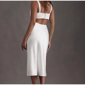Sachin & Babi Midi Dress Size‎ 6 White Satin Cutout Open Back F1BB052 thumbnail 3