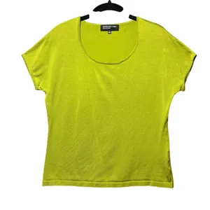 Jones New York Collection Lime Green Silk Blend Scoop Neck Knit Top Mens Medium‎ thumbnail 1