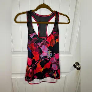 Athleta Hot Pink and Black Mystique Chi Mesh Active Racerback Tank thumbnail 2
